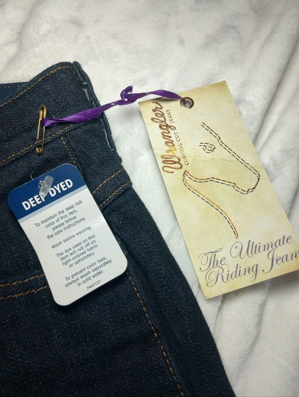 Wrangler Riding Jeans Deep Dyed Dark Denim Q Baby 5/6 X 34 Stretch NWT Western